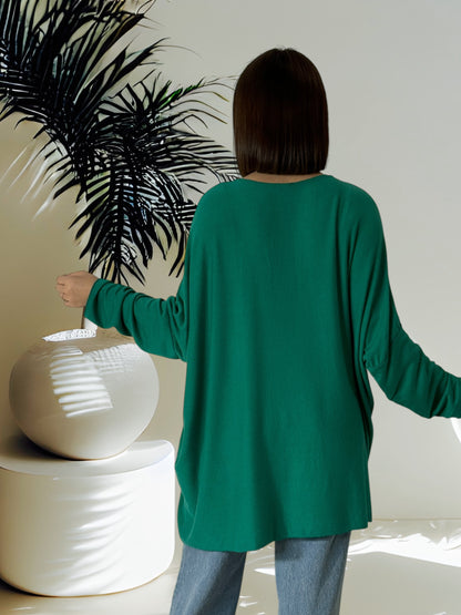 CAPRIO - PULL VERT EN MAILLE FLUIDE JUSQU'A LA TAILLE 54