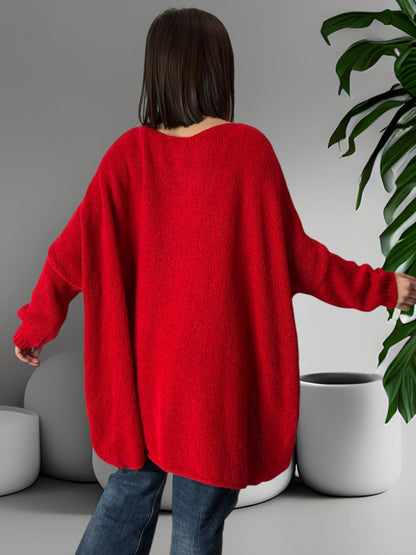 JULIA - PULL OVERSIZE ROUGE JUSQU'A LA TAILLE 56/58