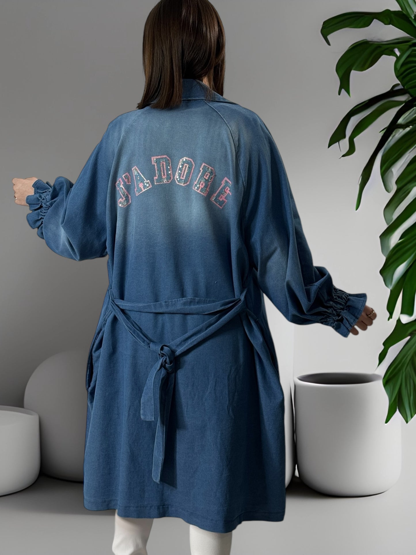 NATHAN - TRENCH EN JEAN OVERSIZE JUSQU'A LA TAILLE 54