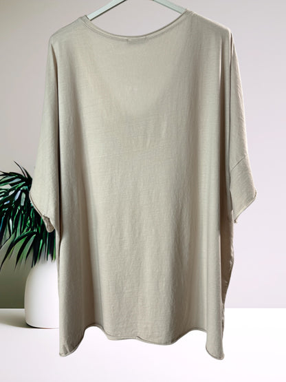 MAX - T-SHIRT BEIGE EN COTON TAILLE 48/50 A 56/58