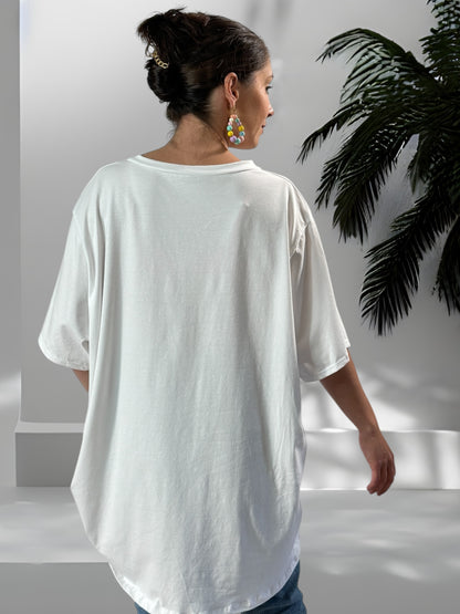 MARIUS - T-SHIRT BLANC MOTIF CERISE JUSQU'A LA TAILLE 56