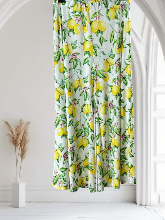 NOUGAT - PANTALON PALAZZO MOTIF CITRON TAILLE 46 A 54
