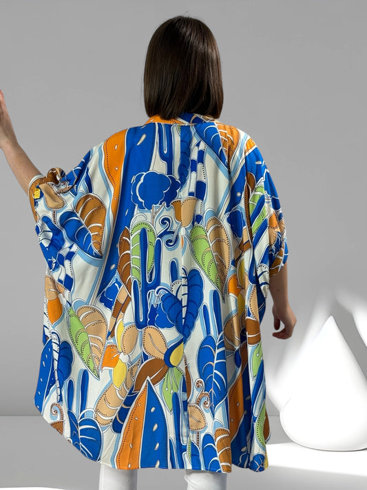ANELISE - TUNIQUE OVERSIZE MOTIF IMPERIAL JUSQU'A LA TAILLE 58