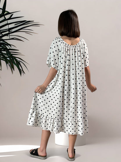 ALICE - ROBE OVERSIZE BLANCHE A POIS JUSQU'A LA TAILLE 54