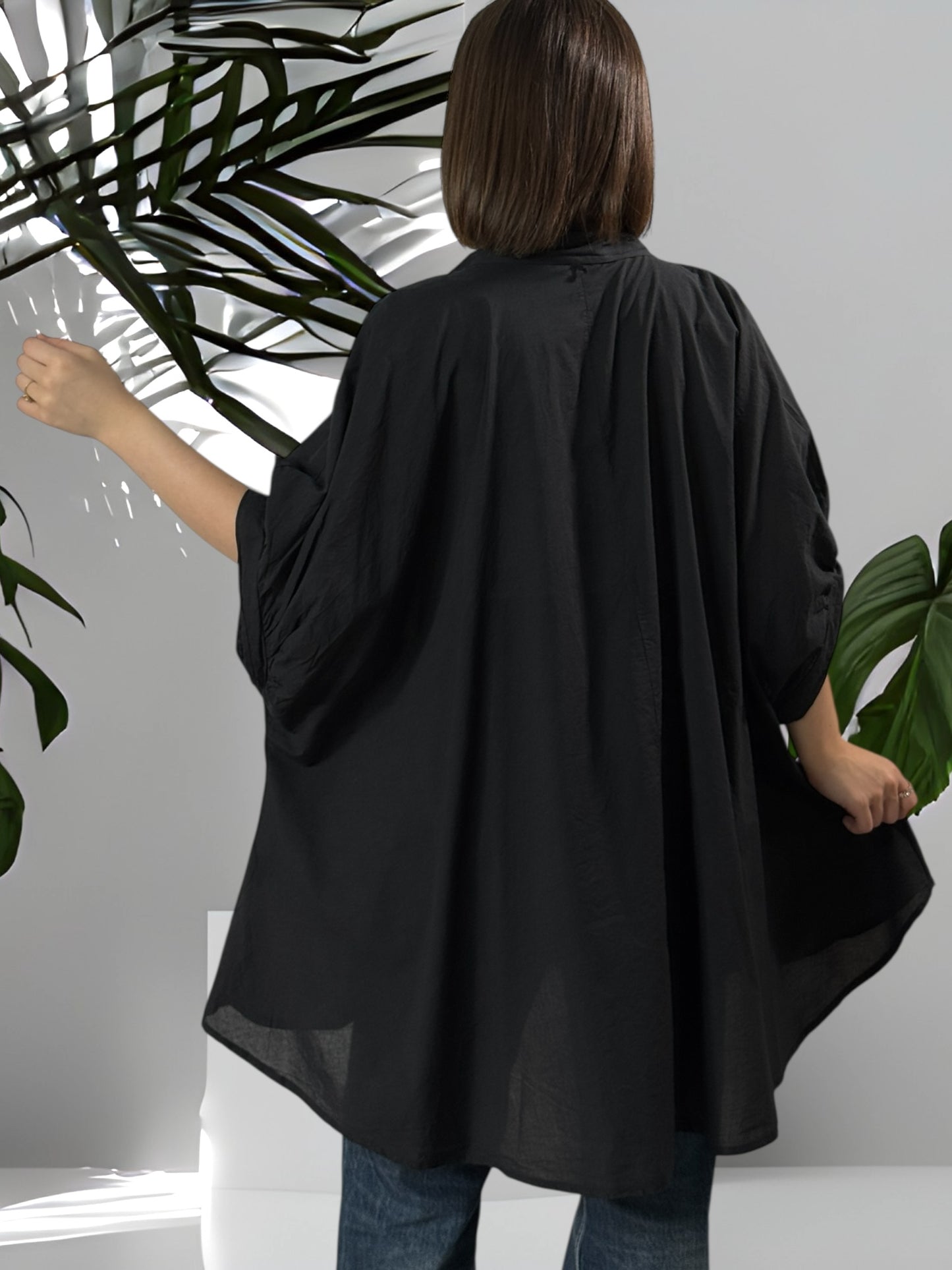 MEGANE - TUNIQUE OVERSIZE NOIRE JUSQU'A LA TAILLE 60