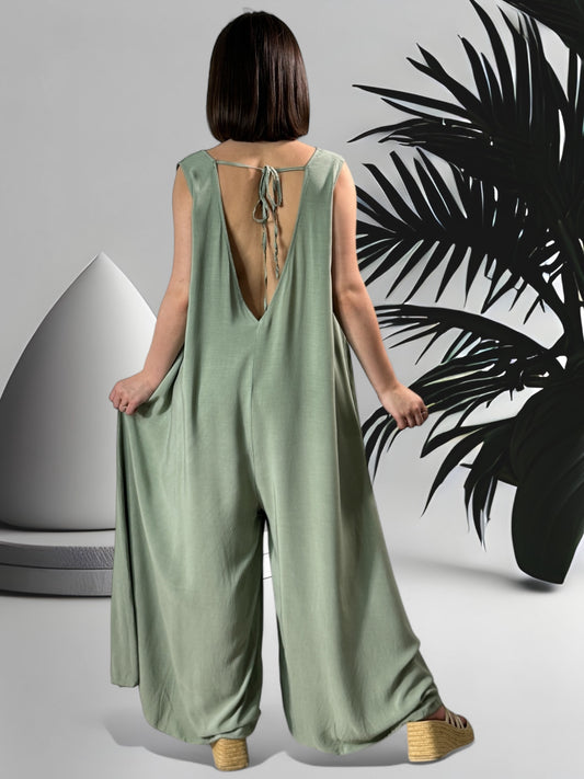 ALYSON - COMBI OVERSIZE FLUIDE KAKI JUSQU'A UNE TAILLE 50/52