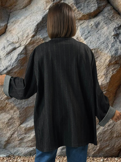 BABETH - BLAZER NOIR A CHEVRONS JUSQU'A LA TAILLE 52
