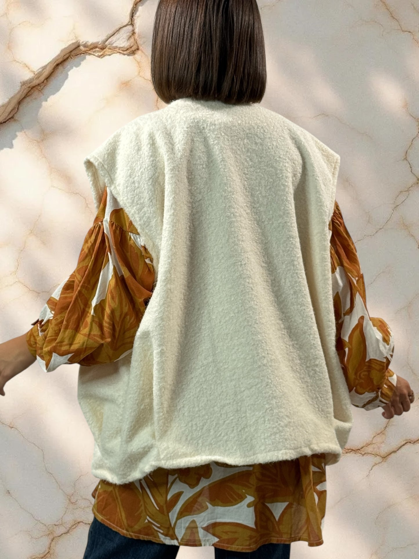 LUDO - GILET BLANC CASSE SANS MANCHE JUSQU'A LA TAILLE 50
