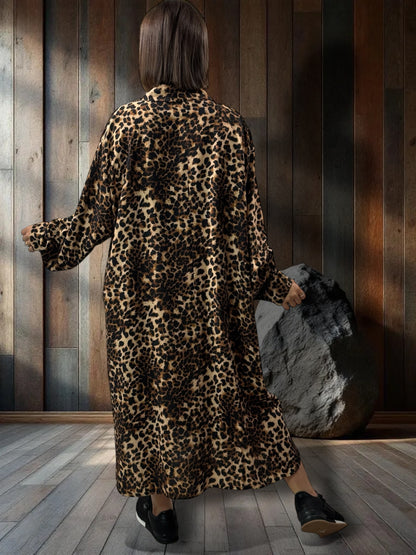 TILINA - ROBE LEOPARD FLUIDE OVERSIZE JUSQU'A LA TAILLE 54