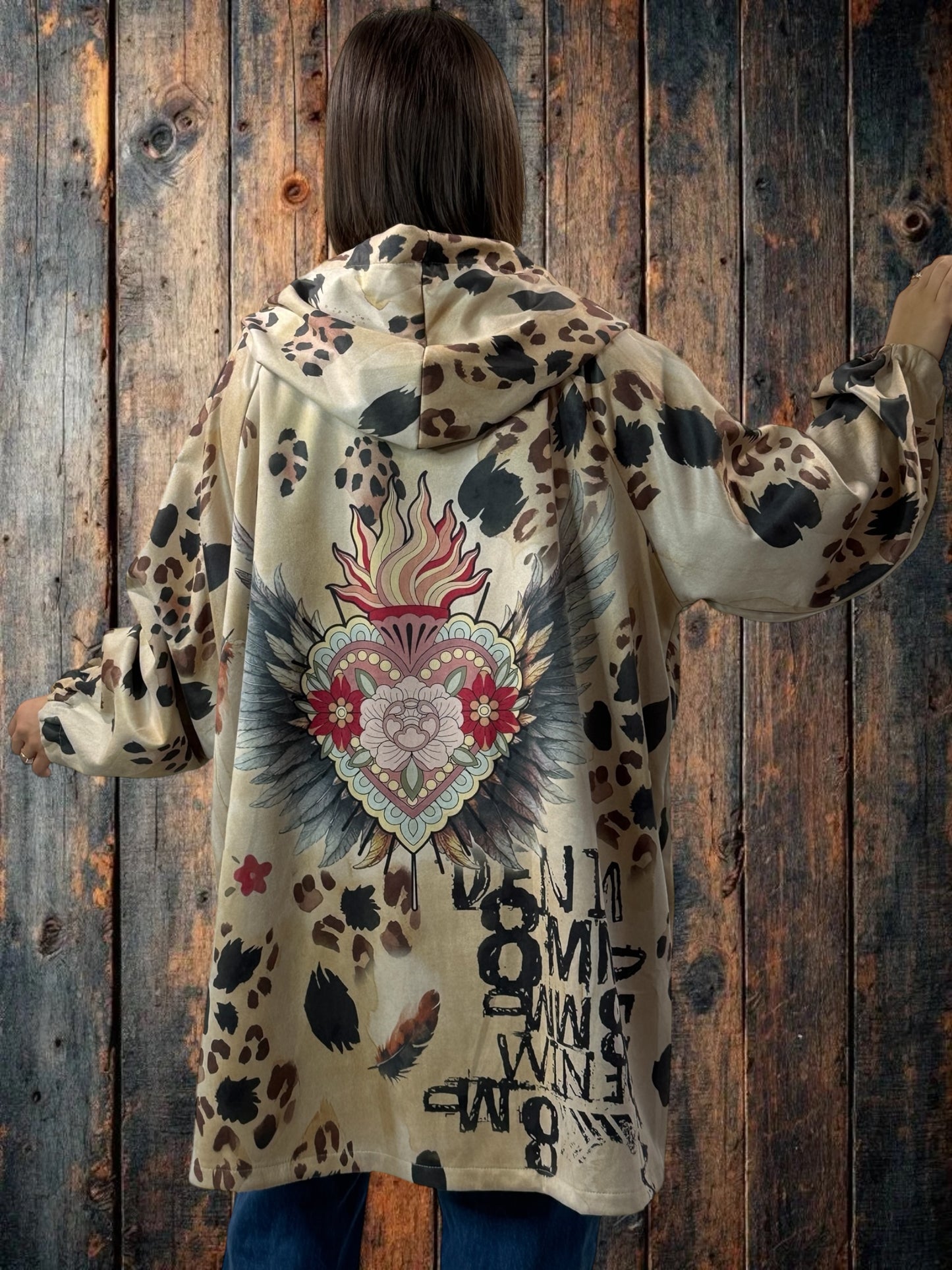 ADDICT - VESTE ASPECT DAIM A MOTIF JUSQU'A LA TAILLE 54