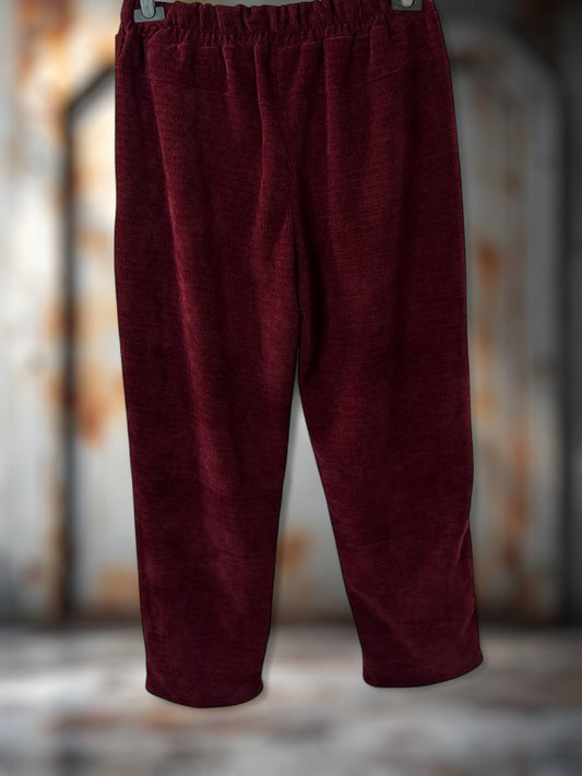 LEON - PANTALON EN VELOURS BORDEAUX TAILLE 44 A 50