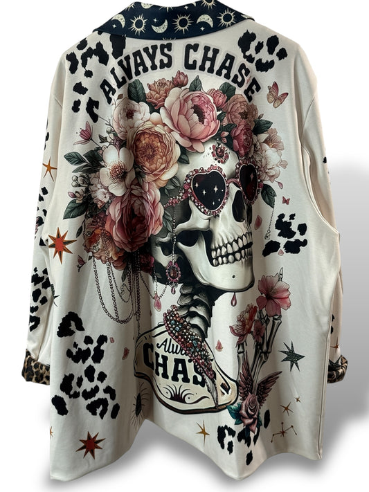 NATALIA - VESTE OVERSIZE MOTIF SKULL JUSQU'A LA TAILLE 52/54