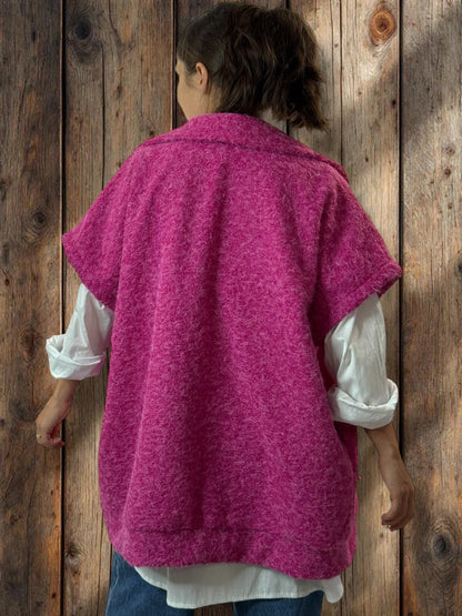 JACK - GILET FUCHSIA SANS MANCHE AVEC COL JUSQU'A LA TAILLE 54