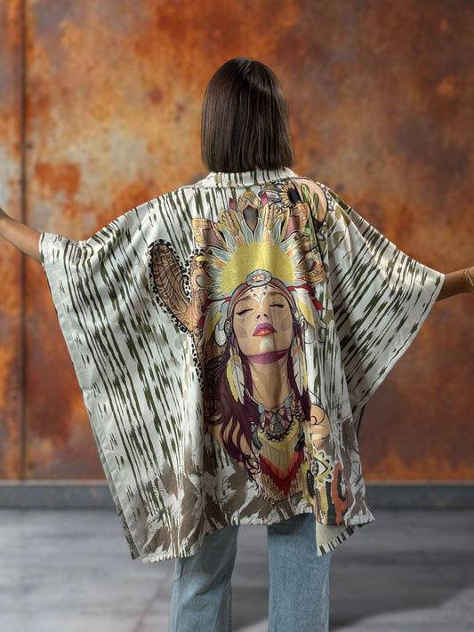 CEZANNE - VESTE CAPE EN SUEDINE JUSQU'A LA TAILLE 60