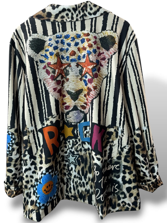 NATALIA - VESTE OVERSIZE MOTIF TIGRE JUSQU'A LA TAILLE 52/54