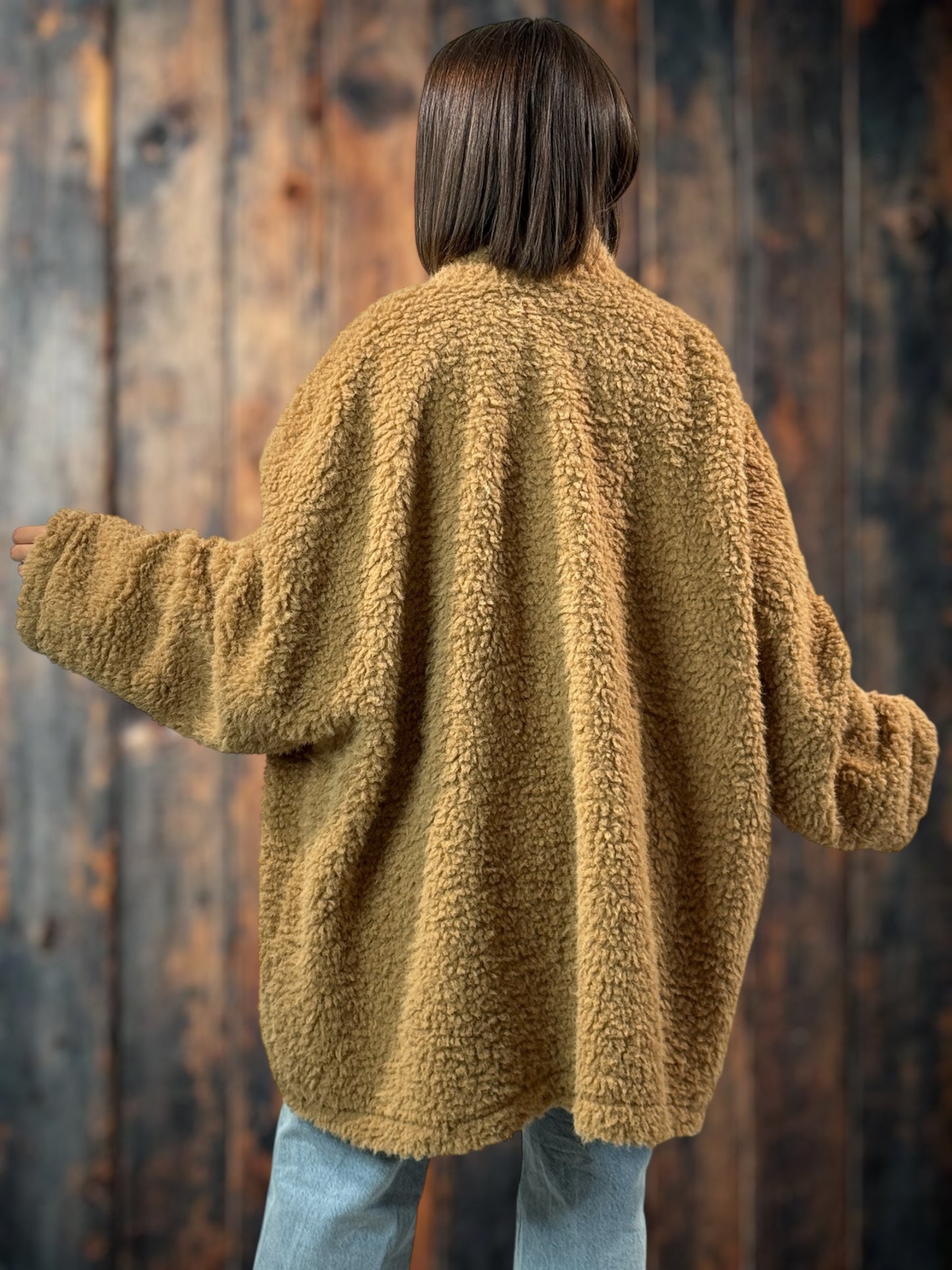 LILIROSE - VESTE OVERSIZE CAMEL EN MOUMOUTE JUSQU'A LA TAILLE 56