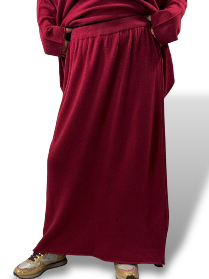 FAUSTINE - ENSEMBLE EN MAILLE BORDEAUX JUSQU'A LA TAILLE 52/54