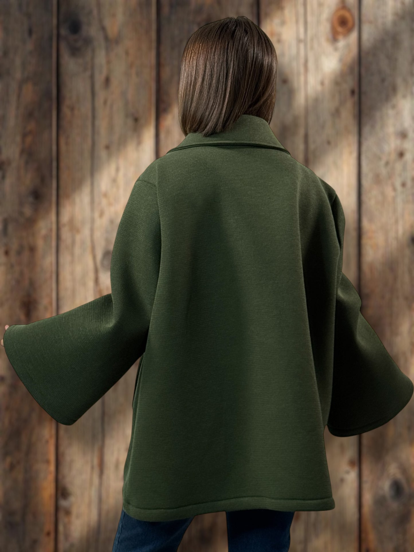 ROSALINA - VESTE OVERSIZE KAKI JUSQU'A LA TAILLE 52