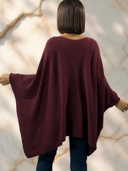 NICKO - PULL OVERSIZE BORDEAUX JUSQU'A LA TAILLE 60