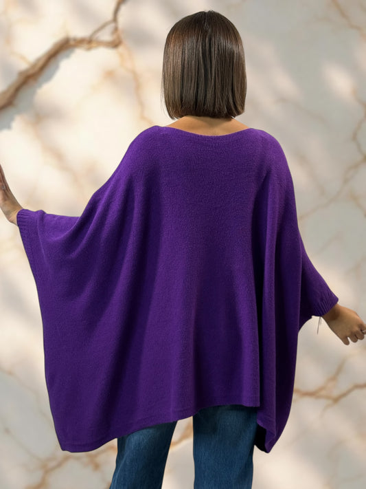 NICKO - PULL OVERSIZE VIOLET JUSQU'A LA TAILLE 60