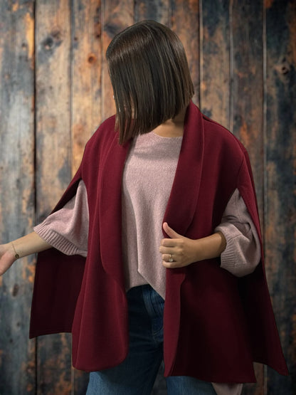DONATELLA - VESTE CAPE BORDEAUX JUSQU'A LA TAILLE 50/52