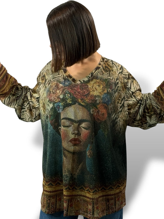 MARYLIN - TOP OVERSIZE FLUIDE SCINTILLANT JUSQU'A LA TAILLE 54