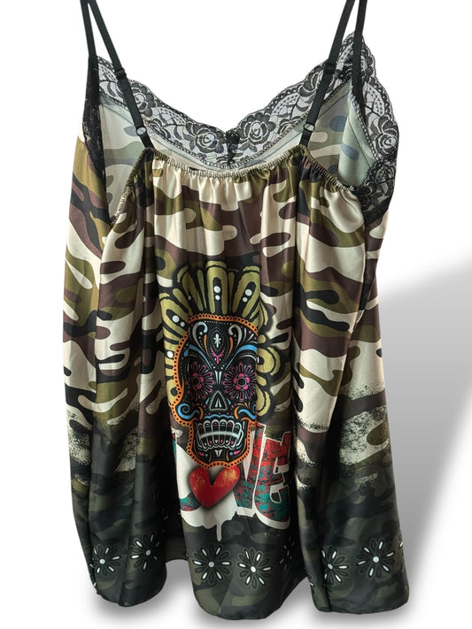 SERENA - TOP SOYEUX MOTIF SKULL