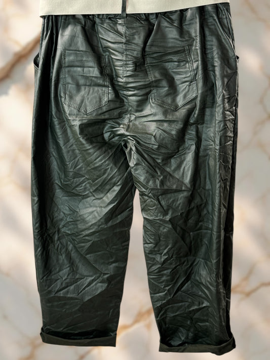 BERLIN - PANTALON SIMILI CUIR KAKI TAILLE 46 A 52