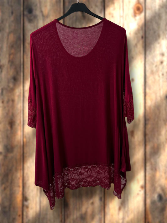 CINDY - TOP BORDEAUX TAILLE 46 A 56/58