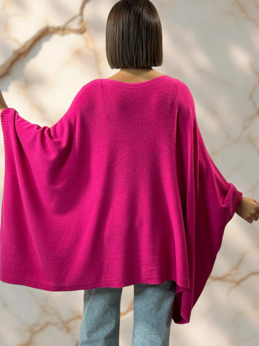 NICKO - PULL OVERSIZE FUCHSIA JUSQU'A LA TAILLE 60