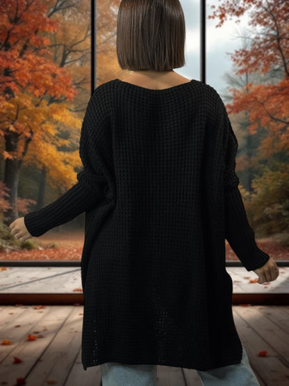 LOVELY - PULL OVERSIZE NOIR JUSQU'A LA TAILLE 56/58