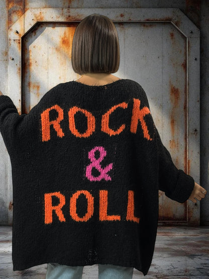 LUCKY - PULL NOIR OVERSIZE JUSQU'A LA TAILLE 56/58