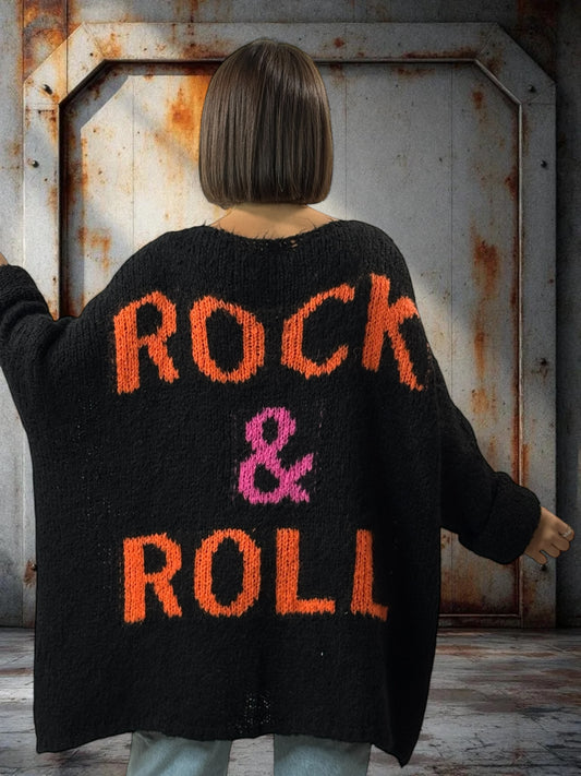 LUCKY - PULL NOIR OVERSIZE JUSQU'A LA TAILLE 56/58