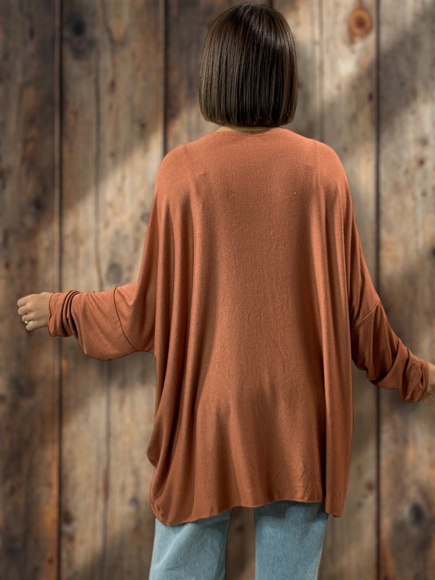 CAPRIO - PULL TERRACOTTA EN MAILLE FLUIDE JUSQU'A LA TAILLE 54