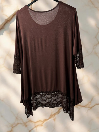 CINDY - TOP MARRON TAILLE 46 A 56/58