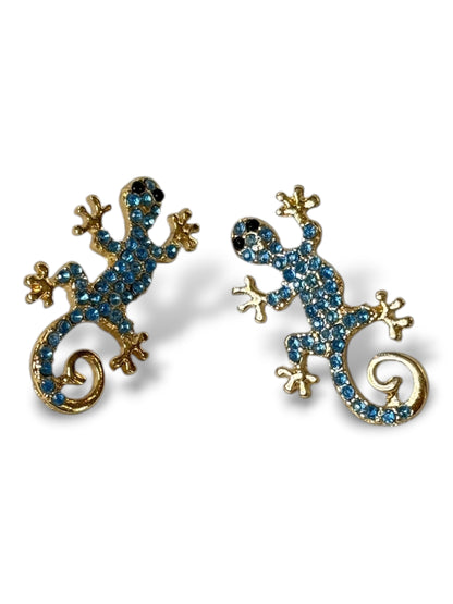 MICHOU - BOUCLES D'OREILLES LEZARD AVEC STRASS
