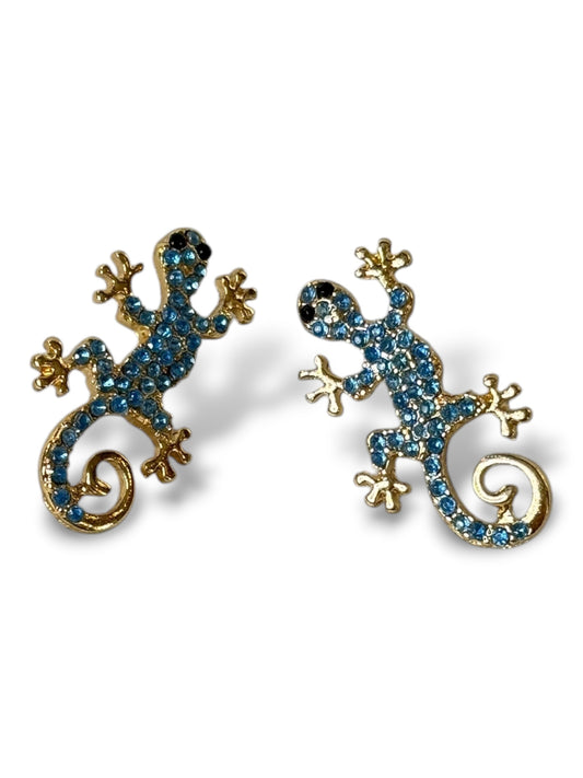 MICHOU - BOUCLES D'OREILLES LEZARD AVEC STRASS