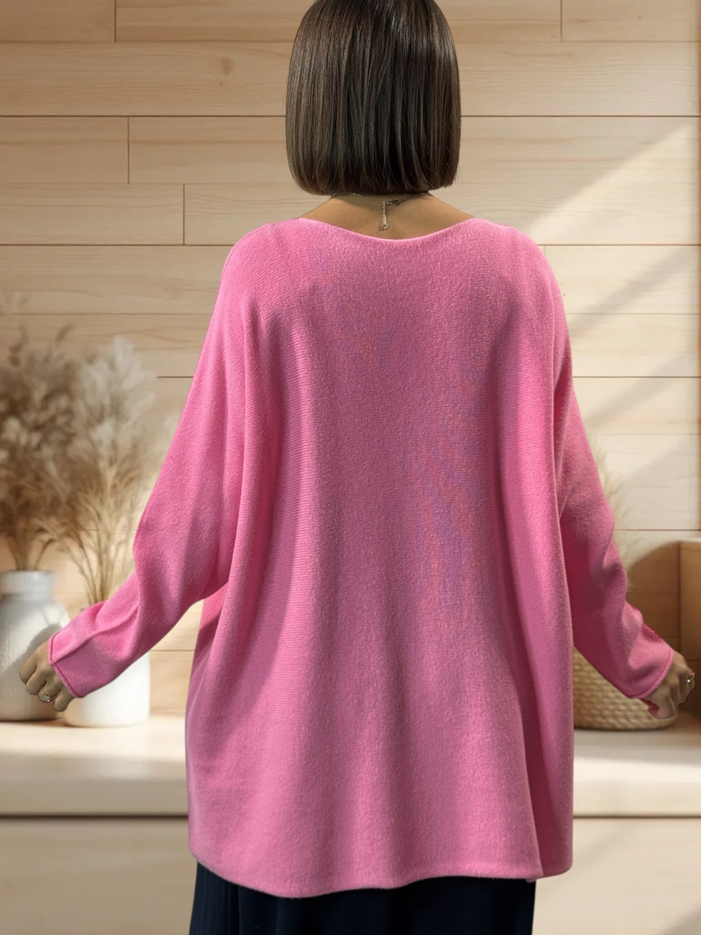 LARA - PULL OVERSIZE ROSE JUSQU'A LA TAILLE 54