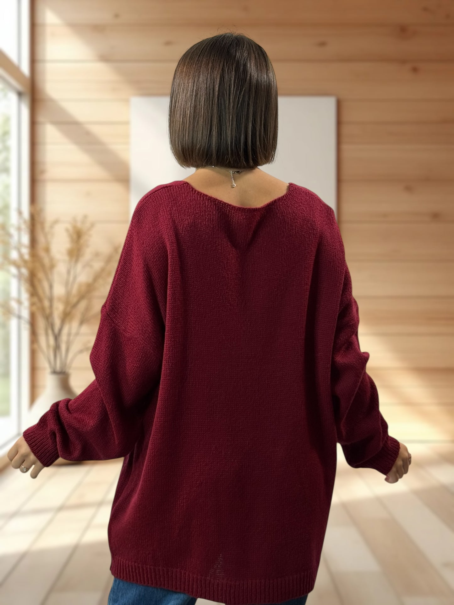 LOULOU - PULL OVERSIZE BORDEAUX JUSQU'A LA TAILLE 52