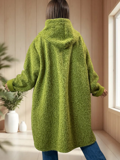 OCEANE - VESTE OVERSIZE VERTE A CAPUCHE JUSQU'A LA TAILLE 54/56