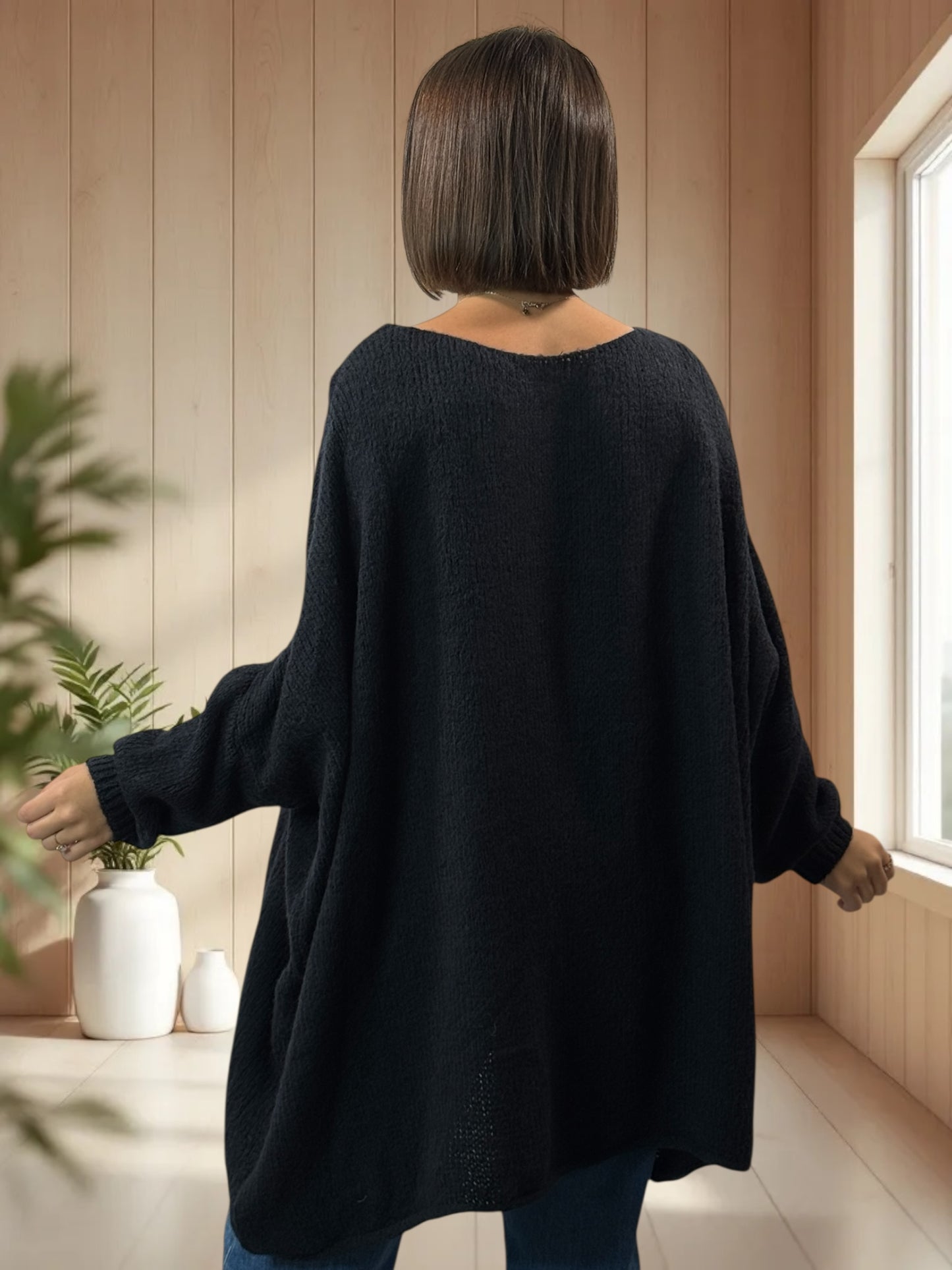 JULIA- PULL OVERSIZE MARINE JUSQU'A LA TAILLE 56/58
