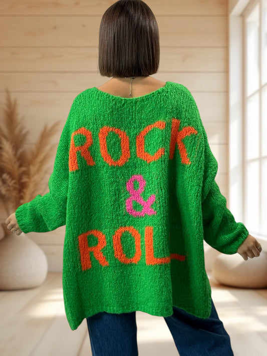 LUCKY - PULL VERT OVERSIZE JUSQU'A LA TAILLE 56/58
