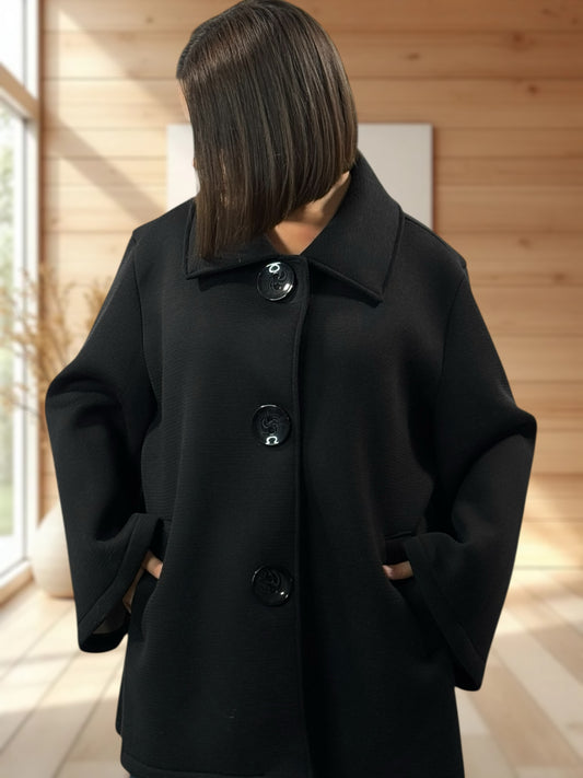 ROSALINA - VESTE OVERSIZE NOIR JUSQU'A LA TAILLE 52