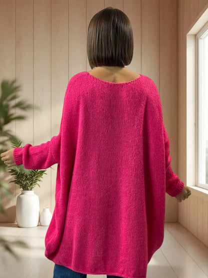 JULIA - PULL OVERSIZE FUCHSIA JUSQU'A LA TAILLE 56/58