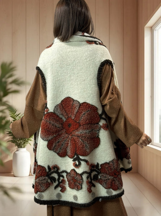 CHOCOLAT - GILET EN LAINE BOUILLIE JUSQU'A LA TAILLE 52