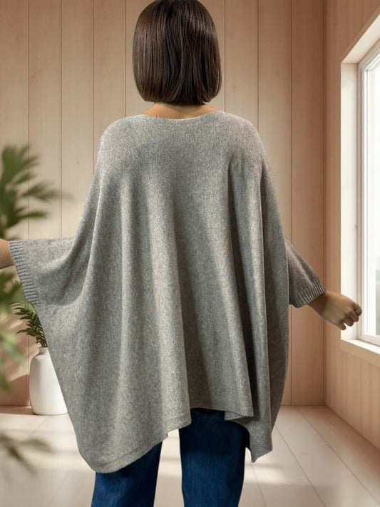 NICKO - PULL OVERSIZE TAUPE JUSQU'A LA TAILLE 60