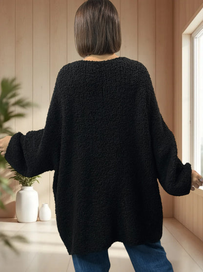 LAETITIA - PULL NOIR OVERSIZE JUSQU'A LA TAILLE 58