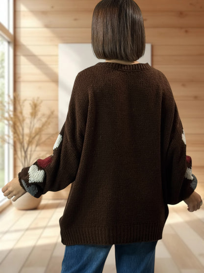 ETHAN - PULL OVERSIZE MARRON JUSQU'A LA TAILLE 50