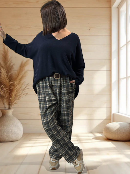 LONDON - PANTALON ECOSSAIS BLEU JUSQU'A LA TAILLE 48/50