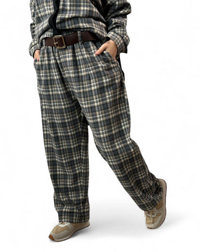 LONDON - PANTALON ECOSSAIS BLEU JUSQU'A LA TAILLE 48/50
